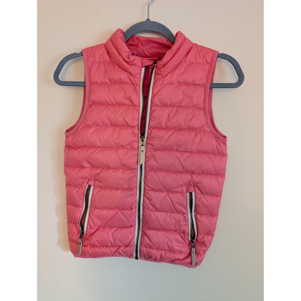 Hanna Andersson Kids Pink Down Puffer Vest Quilted Full Zip Size 140 10-12